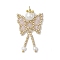 Glass Seed Beaded Butterfly Pendants, with 304 Stainless Steel Jump Rings & Glass Pearl Round Bead, Pink, 41x23x8mm, Hole: 3mm