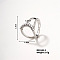 Elegant Pearl Ring, Brass Rhinestones Geometric Cuff Ring Design, Platinum