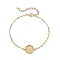 304 Stainless Steel Round Cabochon Setting Bracelets, Satellite Chain Bracelets Making, Golden, 18.8x0.2cm, Tray: 12mm