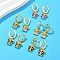 Gift Brass Micro Pave Cubic Zirconia Hoop Earrings, Rack Plating, Lasting Plated, Cadmium Free & Lead Free, Real 18K Gold Plated, Mixed Color, 23x10mm