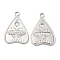 Non-Tarnish 304 Stainless Steel Pendants, Talking Boards with Moth Charm, Stainless Steel Color, 28x20x2mm, Hole: 3mm