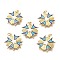 Brass Pendants, with Enamel and Jump Rings, Long-Lasting Plated, Flower, Blue & White & Sky Blue, Golden, 24x24x2.5mm, Hole: 3mm
