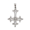304 Stainless Steel Pendants, Upside Down Cross with Star Charm, Stainless Steel Color, 37.5x29.5x1.5mm, Hole: 7.5x3.5mm