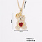 Brass Pave Clear Cubic Zirconia Cable Chain Bear Pendant Necklaces for Women, with Ruby Rhinestone, Golden, 15.75 inch(400mm)