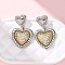 Brass Micro Pave Clear Cubic Zirconia Dangle Earrings, Heart, Cadmium Free & Lead Free, Rack Plating, Long-Lasting Plated, Platinum, 29.5x18.5mm
