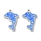 304 Stainless Steel Enamel Pendants, Dolphin Charm, Stainless Steel Color, 16.5x11.5x1.5mm, Hole: 1mm
