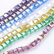 Стеклянные бусины с гальваническим покрытием  EGLA-R030-4x4mm-M