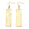 201 Stainless Steel Dangle Earrings, Rectangle, Golden, 77mm, Pin: 0.6mm