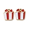 Ion Plating(IP) 304 Stainless Steel Charms, with Enamel, Gift Box Charm, Golden, 14x12x1.5mm, Hole: 1.5mm