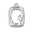 Brass Pendants, Long-Lasting Plated, Rectangle, Platinum, 20.5x13x2mm, Hole: 1.8mm