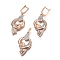 Brass Micro Pave Cubic Zirconia Jewelry Sets, Pendant and Earrings, Long-Lasting Plated, Oval with Ring, Light Gold, 46mm, Hole: 5x7mm, 56.5mm, Pin: 0.9mm