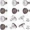 12 Sets 2 Style Iron & Zinc Alloy Button Pins for Jeans, Garment Accessories, Flat Round, Platinum, 6 sets/style