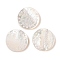 Natural White Shell Carved Cabochons, Flat Round, Seashell Color, 15x2.5mm