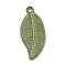 Alloy Pendants, Spray Painted, Christmas Scheme Charms, Leaf, 27.5x12x2mm, Hole: 2mm