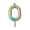 Ion Plating(IP) 304 Stainless Steel Pendants, Oval Charm, Rainbow Color, 42x20.5x2mm, Hole: 1.8mm