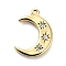 Brass Micro Pave Cubic Zirconia Pendants, Moon Charms, Rack Plating, Long-Lasting Plated, Lead Free & Cadmium Free, Real 18K Gold Plated, 14x10x2mm, Hole: 1mm