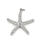 Brass Micro Pave Cubic Zirconia Pendants, Cadmium Free & Lead Free, Starfish, with Jump Ring, Platinum, 26x25.5x3mm, Hole: 3.2mm