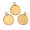 Ion Plating(IP) 304 Stainless Steel Pendant Cabochon Settings, Plain Edge Bezel Cups, Flat Round, Golden, Tray: 18mm, 24x19.5x2mm, Hole: 3mm