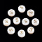 Natural Freshwater Shell Beads, with Golden Plated Brass Etched Metal Embellishments, Flat Round with Letter, Letter S, 7.5~8x4~5mm, Hole: 0.8mm