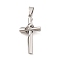Non-Tarnish 304 Stainless Steel Pendants, Cross Charm, Religion, Stainless Steel Color, 38.5x20.5x4~10.7mm, Hole: 4.7x9mm