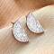 Brass Micro Pave Clear Cubic Zirconia Stud Earrings, Rack Plating, Long-Lasting Plated, Lead Free & Cadmium Free, Lemon, Platinum, 15.5x8mm
