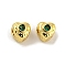 Brass Micro Pave Clear Cubic Zirconia Beads, Cadmium Free & Nickel Free & Lead Free, Real 18K Gold Plated, Heart, Green, 4.5x4.5x4.5mm, Hole: 1.6mm