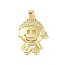Rack Plating Brass Cubic Zirconia Pendants, Cadmium Free & Lead Free, Little Boy, Clear, Real 18K Gold Plated, 29x20x4mm, Hole: 3x4mm