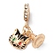 Rack Plating Alloy Crystal Rhinestone European Dangle Charms, Large Hole Cat Shape Pendants with Black Enamel, Cadmium Free & Nickel Free & Lead Free, Golden, 26mm, Hole: 5mm