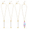 4Pcs Brass Round Ball Cable Chain Necklace Making, with Iron Bar Beadable Pendant, Golden, 12.01 inch(30.5cm)