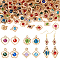 100Pcs 5 Styles Rack Plating Eco-Friendly Iron Charms, with Rhinestone, Heart & Rhombus & Flower & Round, Light Gold, Mixed Color, 15~19x11~13x5~8.5mm, Hole: 1.2~1.5mm, 20Pcs/style