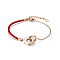 Rose Gold Tone Stainless Steel Pave Moissanite Rhinestone & Twisted Cord Decorated Ring Link Bracelets, Red, 6-1/4 inch(16cm)