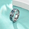 201 Stainless Steel Gear Pattern Finger Rings, Deep Sky Blue, 8mm, Inner Diameter: 20.6mm