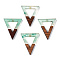 Transparent Resin & Walnut Wood Pendants, with Glitter Powder, Hollow Triangle Charms, Light Sea Green, 27.5x24x3.5mm, Hole: 1.8mm