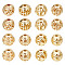 32Pcs 8 Style Alloy Hollow Beads, Round, Real 18K Gold Plated, 8x7~8mm, Hole: 1.5~2mm, 4pcs/style