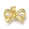 Rack Plating Brass Micro Pave Cubic Zirconia Charms, Long-Lasting Plated, Cadmium Free & Lead Free, Bowknot Charms, Clear, Real 18K Gold Plated, 9.5x16x6mm, Hole: 3x4mm