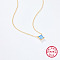 S925 Sterling Silver Cubic Zirconia Square Pendant Necklace for Women