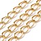 Oxidation Aluminum Curb Chains, Unwelded, with Spool, Golden, 15x10x2mm, about 114.83 Feet(35m)/Roll