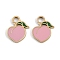 Fruit 304 Stainless Steel Charms, with Enamel, Ion Plating(IP), Real 18K Gold Plated, Peach, 13x11x1.5mm, Hole: 2.5mm