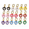 Brass Micro Pave Cubic Zirconia Huggie Hoop Earrings, with Enamel, Nickel Free, Heart, Real 16K Gold Plated, Mixed Color, 24.5x13mm, Pin: 1mm
