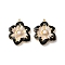 Dyed Natural White Jade Pendants, 304 Stainless Steel Enamel Flower Charms, Real 18K Gold Plated, PVD Vacuum Plating, Black, 26x21.5x3.5mm, Hole: 1.4mm