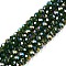 Electroplate Glass Beads Strands, AB Color Plated, Faceted, Rondelle, Dark Green, 3.5~3.8x3mm, Hole: 0.4mm, about 105~110pcs/strand, 29~31cm
