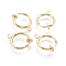 Brass Clip-on Hoop Earrings, For Non-pierced Ears, with Spring Findings, Nickel Free, Real 18K Gold Plated, 16.5~17x12.5x4mm, Hole: 1~1.5mm