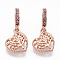 Alloy European Dangle Charms, with Rhinestone and Enamel, Large Hole Pendants, Heart with Tree, Rose Gold, 27mm, Hole: 5mm, Heart: 15x13x2mm