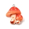Resin Pendants, Mushroom Charms, with Platinum Iron Loops, Orange Red, 29.5x24.5x8mm, Hole: 2mm