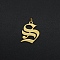 Ion Plating(IP) 304 Stainless Steel Pendants, with Jump Ring, Old English, Letter, Laser Cut, Real 18K Gold Plated, Letter.S, 17x13x1mm, Hole: 3mm