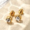 Ion Plating(IP) 304 Stainless Steel Stud Earrings, with Rhinestone, Real 14K Gold Plated, Flat Round, Crystal, 5mm