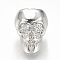 Brass Cubic Zirconia Beads, Cadmium Free & Lead Free, Skull, Clear, Platinum, 11.5x9x9.5mm, Hole: 1.5mm