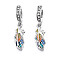 Rack Plating Alloy Enamel European Dangle Charms, Large Hole Pendants, with Crystal Rhinestone, Cadmium Free & Nickel Free & Lead Free, Feather, Platinum, Colorful, 28.5mm, Hole: 5mm, Feather: 18x7x2mm