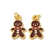 Alloy Enamel Pendants, Cadmium Free & Lead Free, with Rhinestone, Lovely Christmas Gingerbread Man, Nice for Holiday Jewelry Making, Golden Color, Brown, 22x11x1.5mm, Hole:3mm