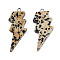 Natural Dalmatian Jasper Pendants, Lightning Bolt Charm, with Stainless Steel Color Tone 304 Stainless Steel Loops, 40~44.5x17~20x4.5~6mm, Hole: 2mm